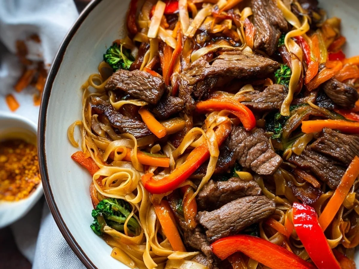 Asiatische Reisnudeln mit Rindfleisch & knackigem Gemüse - Bild 1