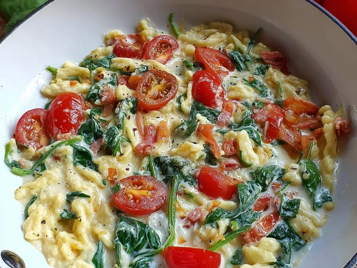 Cremige Spätzle mit Spinat & Tomaten Einfach & Lecker - Bild 2