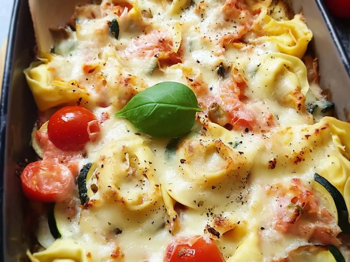 Cremiger Vegetarischer Tortellini Auflauf - Bild 1