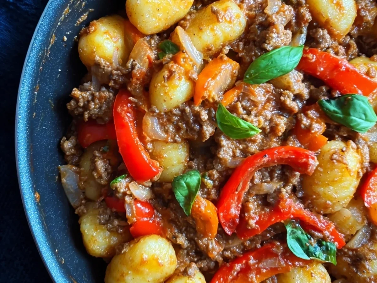 Gnocchi Pfanne mit Hackfleisch & Paprika: Schnell zubereitet - Bild 1