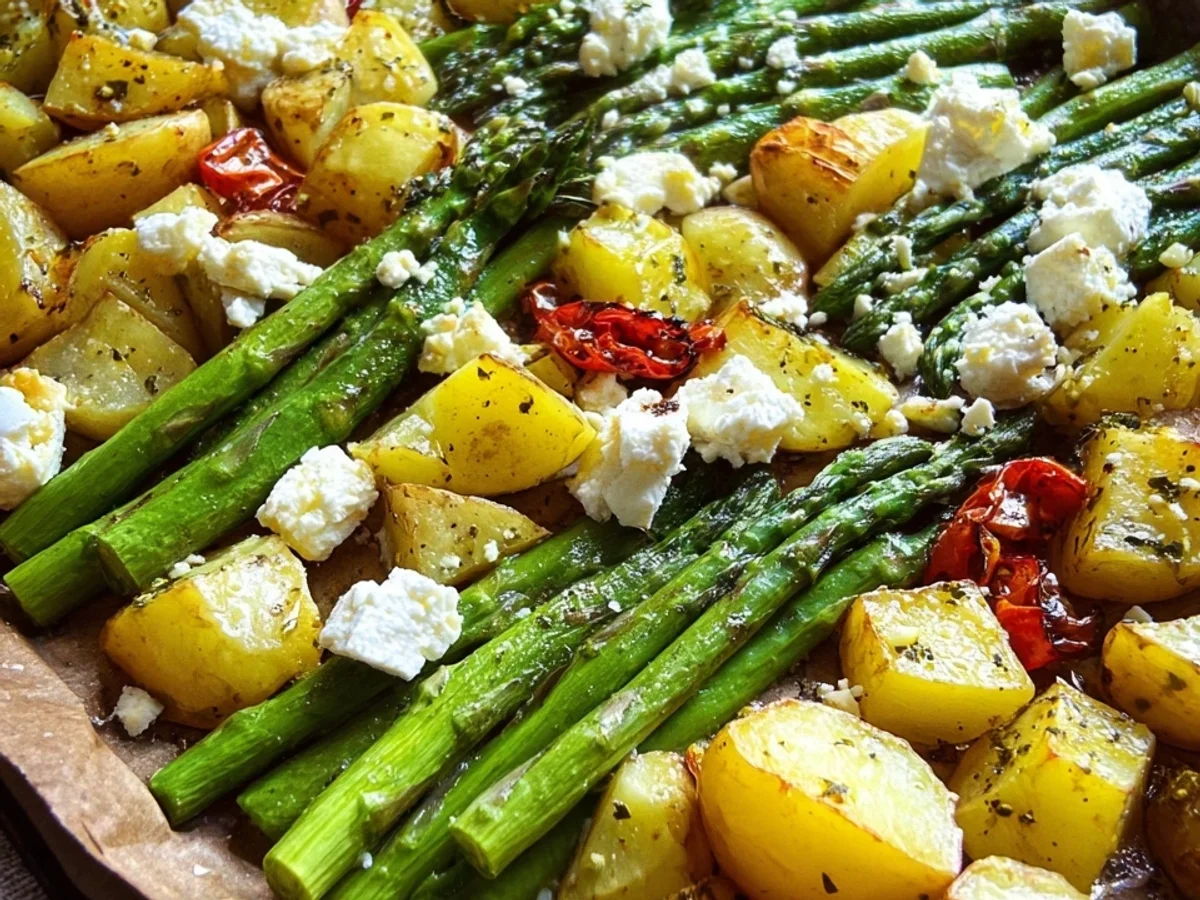 Grüner Spargel aus dem Ofen mit Feta & Kartoffeln - Bild 2