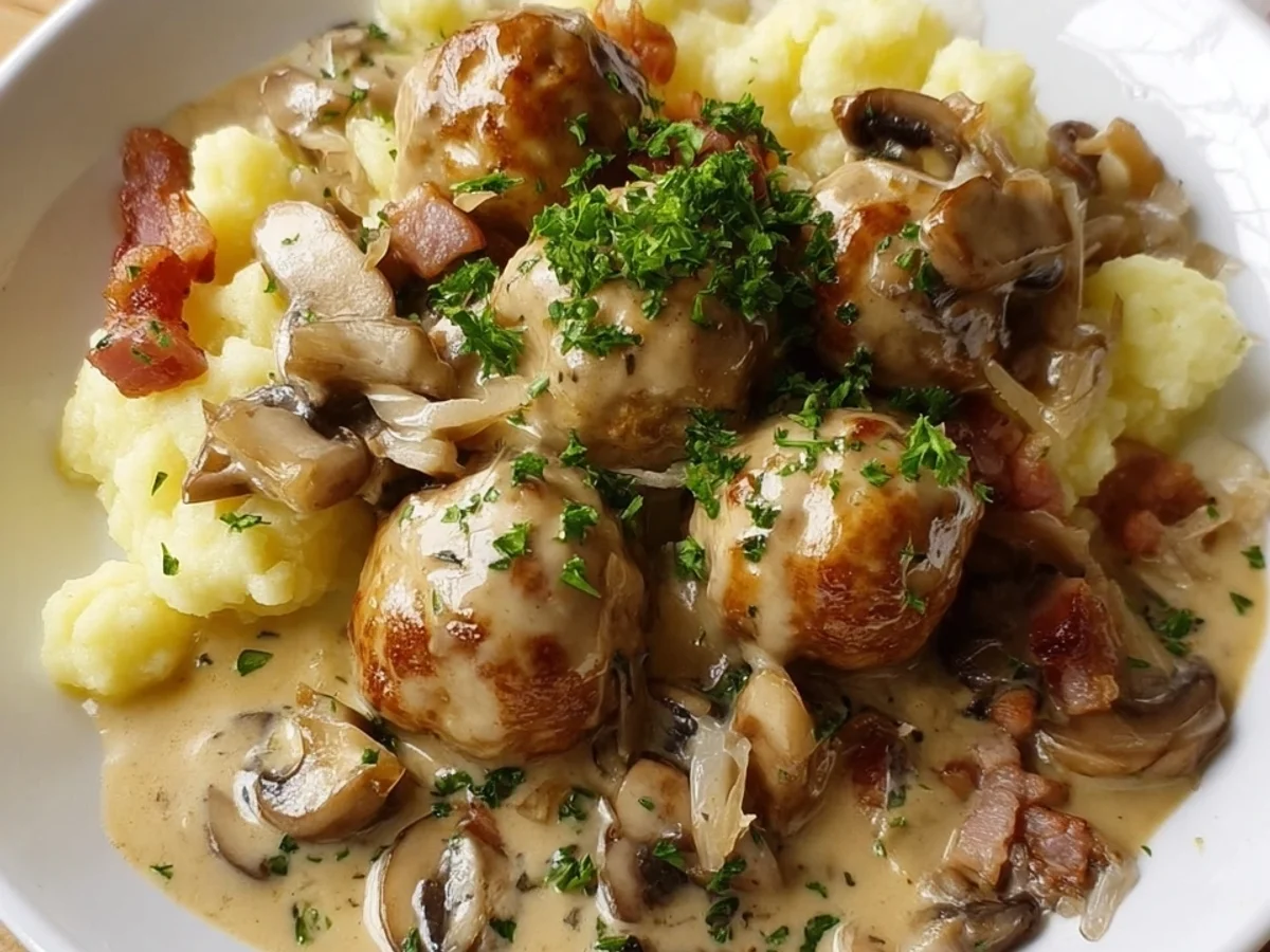 Jägerklößchen mit Champignons: Einfaches Familienrezept - Bild 1