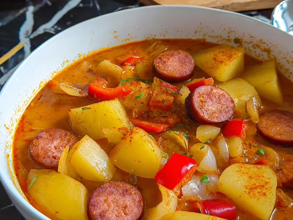 Kartoffelgulasch mit Würstchen: Einfaches & schnelles Rezept - Bild 2