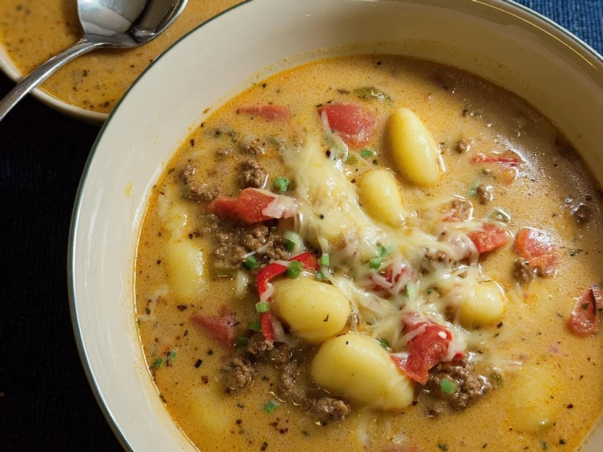 Käse-Hack-Gnocchi-Suppe: Herzhaftes Familienrezept - Bild 1