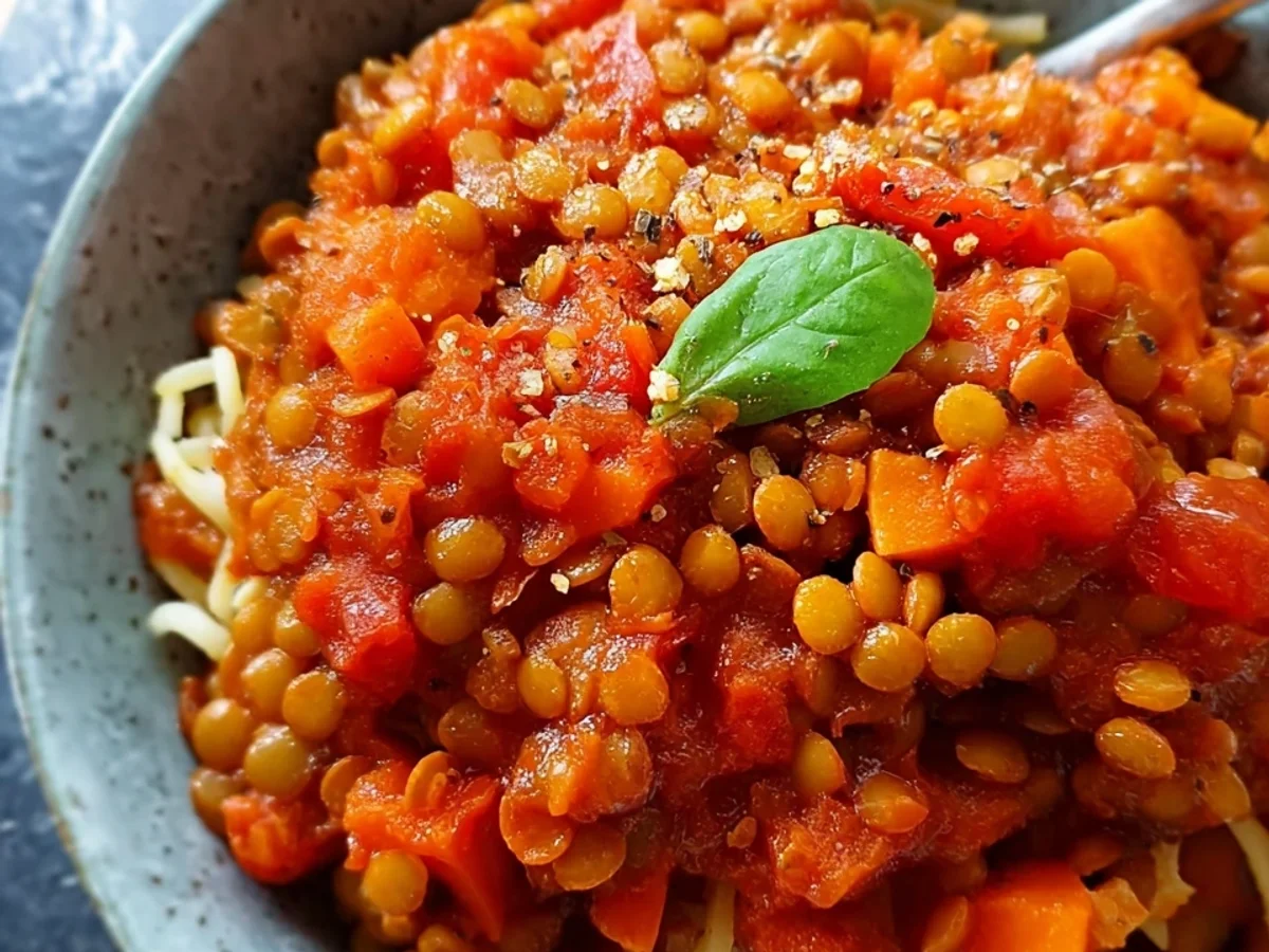 Rote Linsen-Bolognese: Vegan, schnell & einfach zubereitet - Bild 1