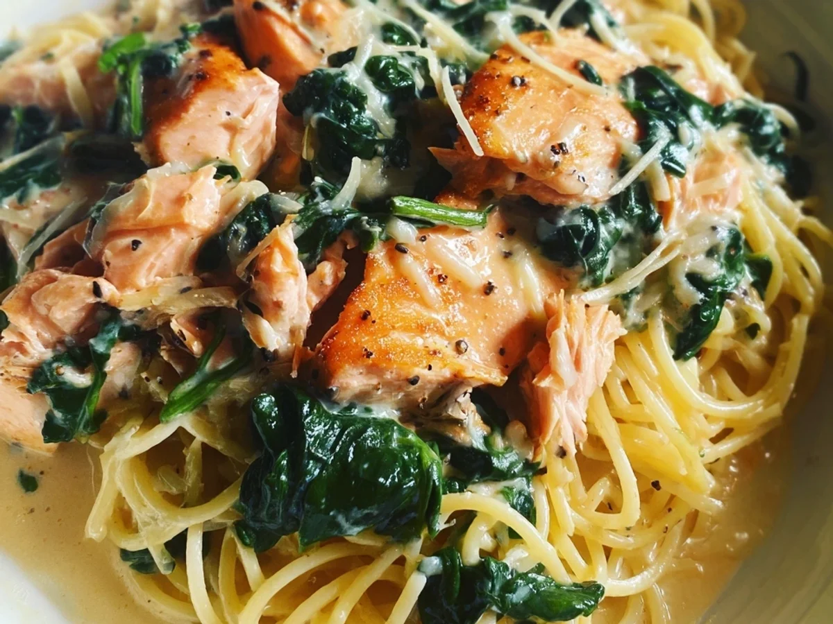 Schnelle Spinat-Lachs-Pasta: Cremiges Rezept in 20 Min. - Bild 1
