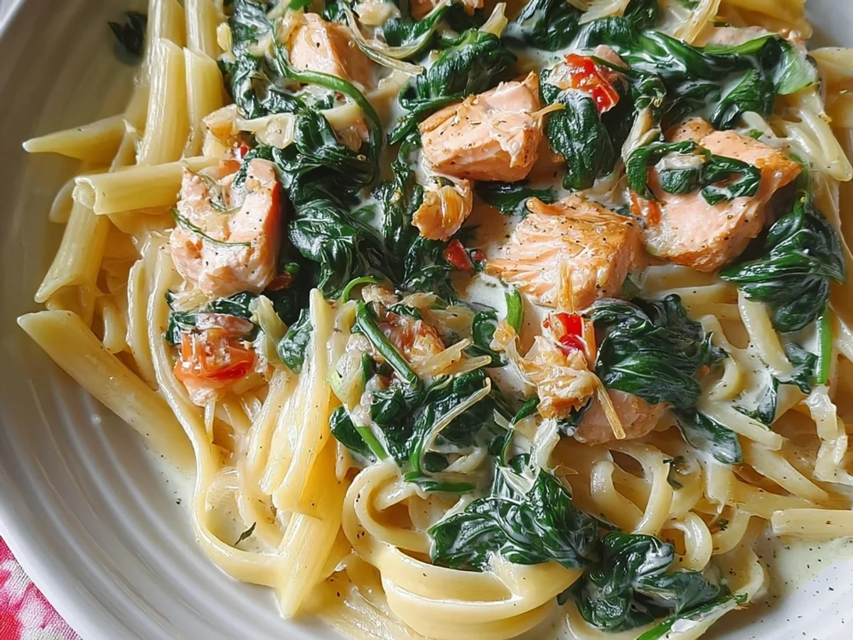 Schnelle Spinat-Lachs-Pasta in 15 Minuten - Bild 1