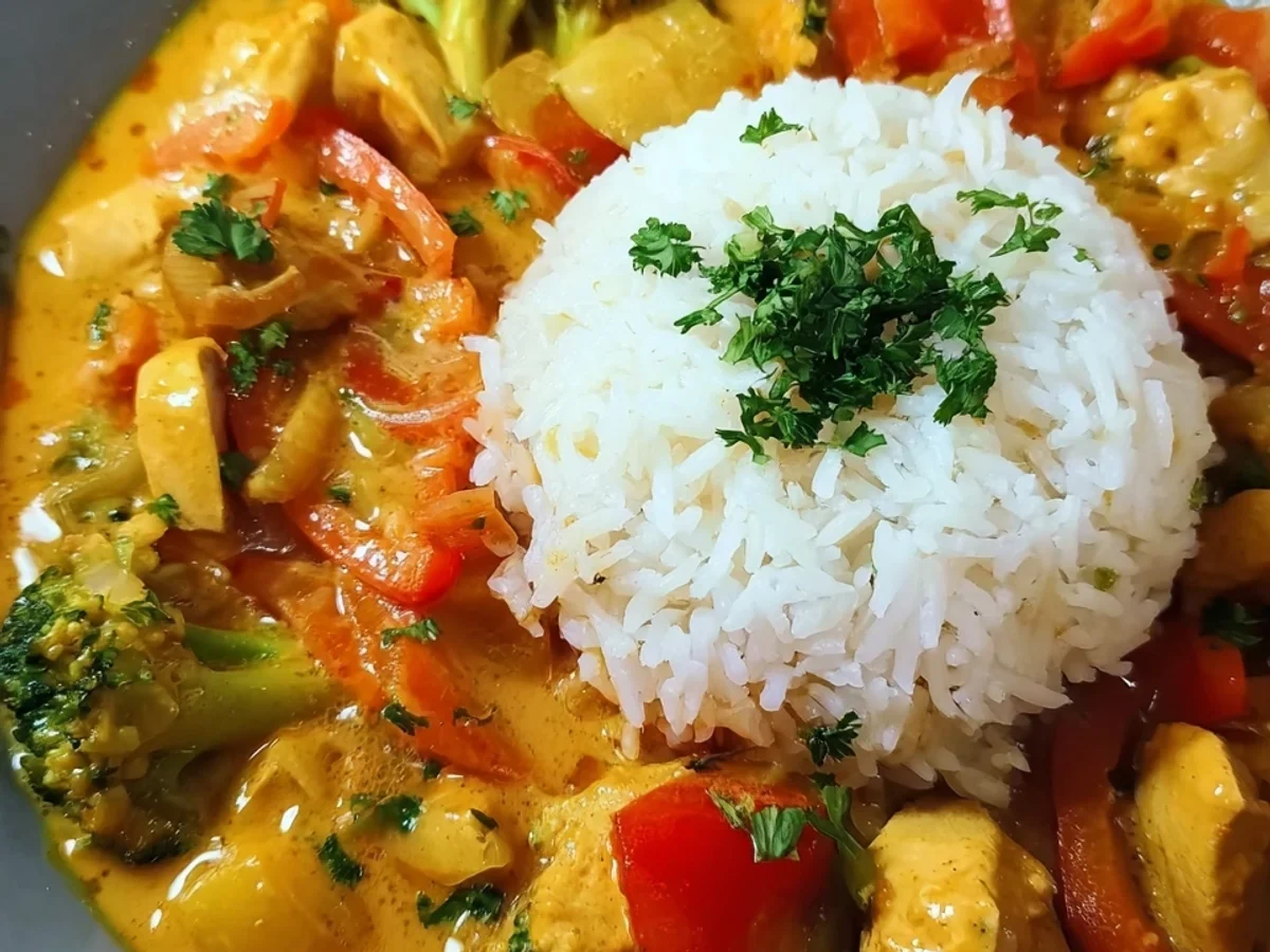 Schnelles Hähnchencurry: Cremig, einfach & lecker mit Reis - Bild 1