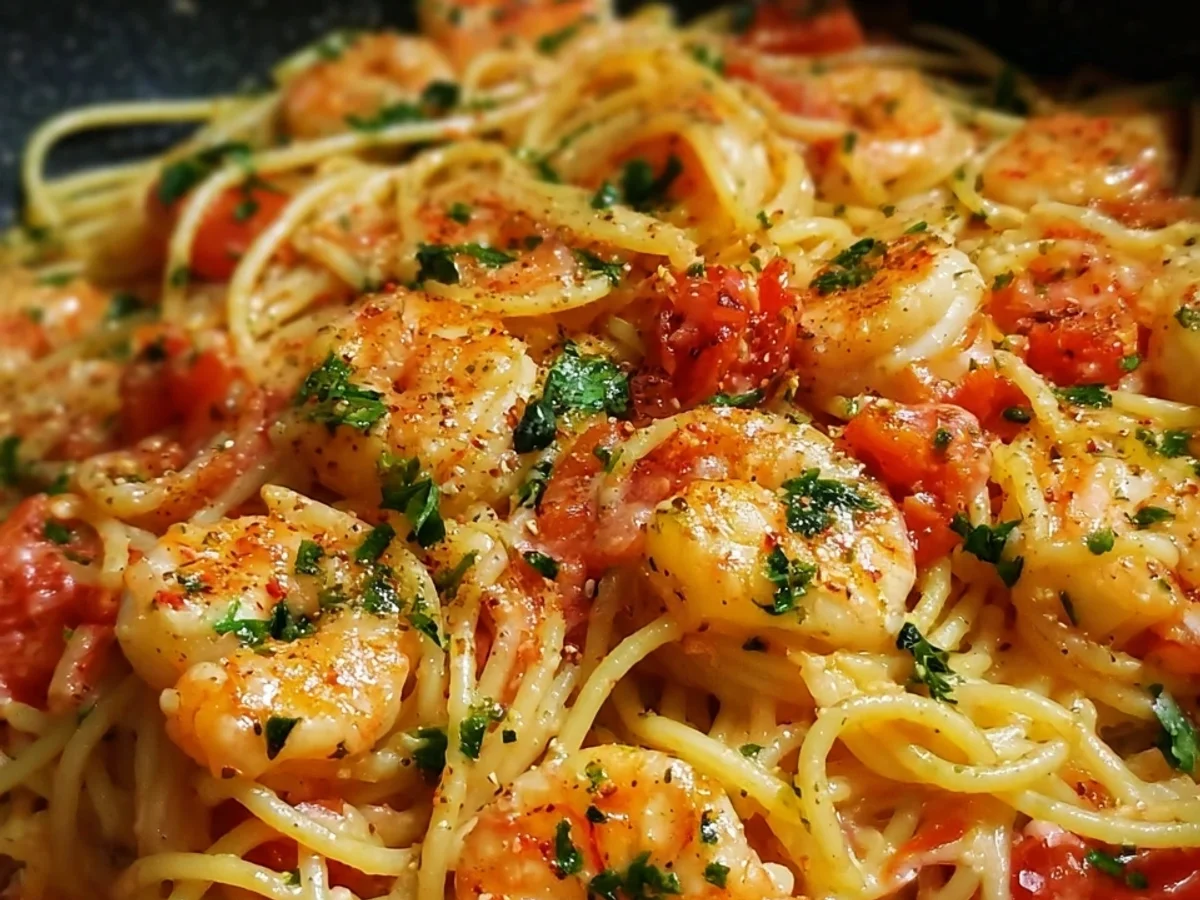 Spaghetti mit Garnelen: Cremige Tomaten Sahne Soße - Bild 2