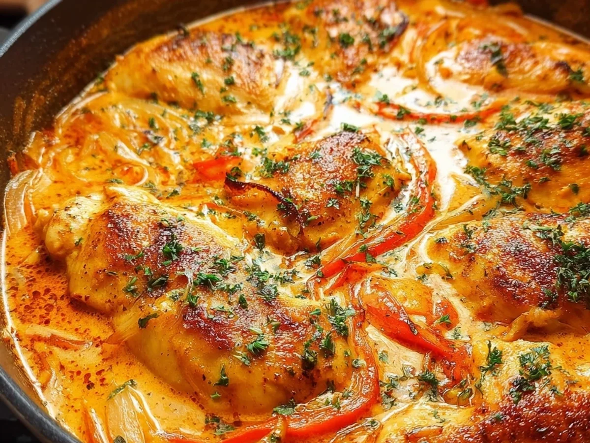 Zartes Paprika-Sahne-Hähnchen aus dem Ofen - Bild 1