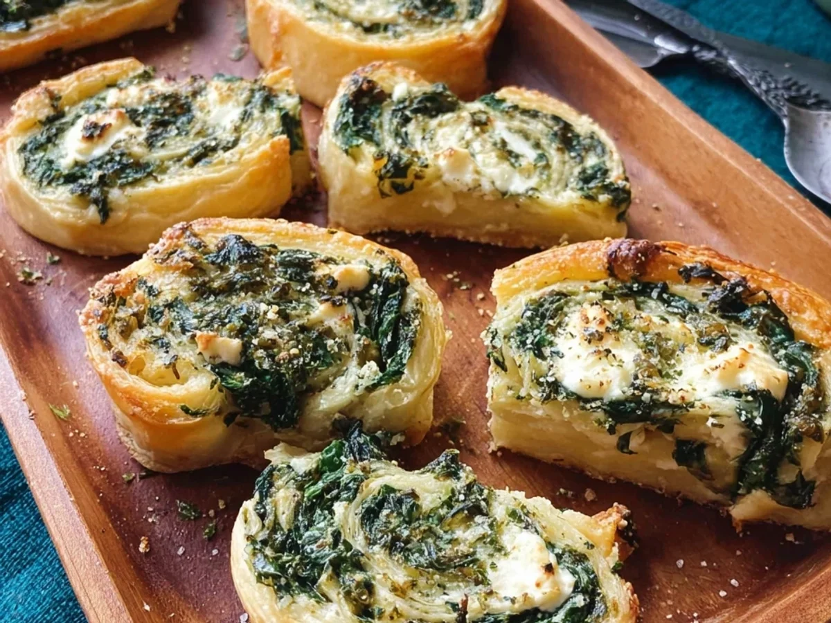 Blätterteigschnecken mit Spinat & Feta: Herzhaft & Schnell - Beitragsbild