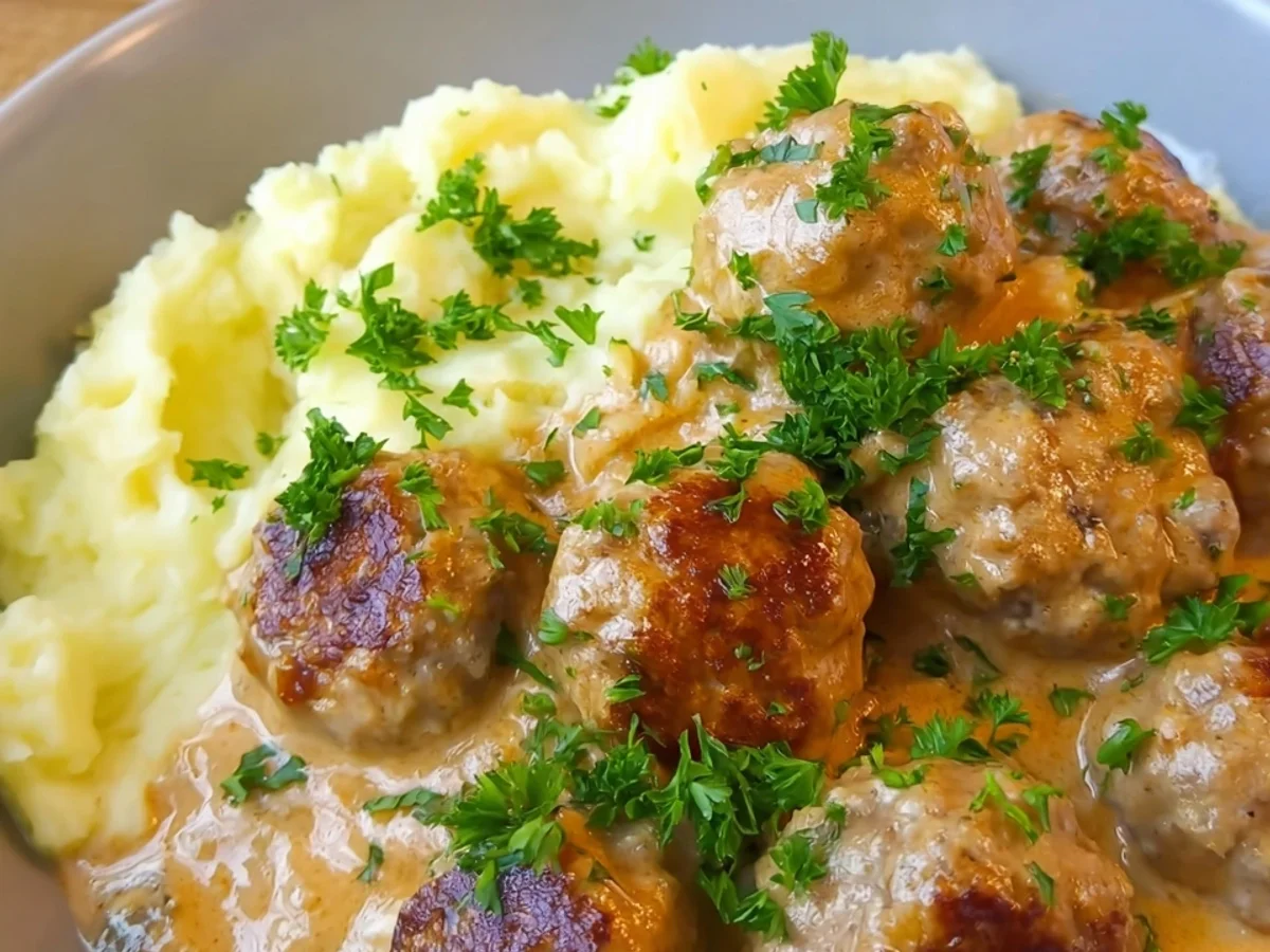 Cremige Hackbällchen mit Kartoffelpüree - Beitragsbild