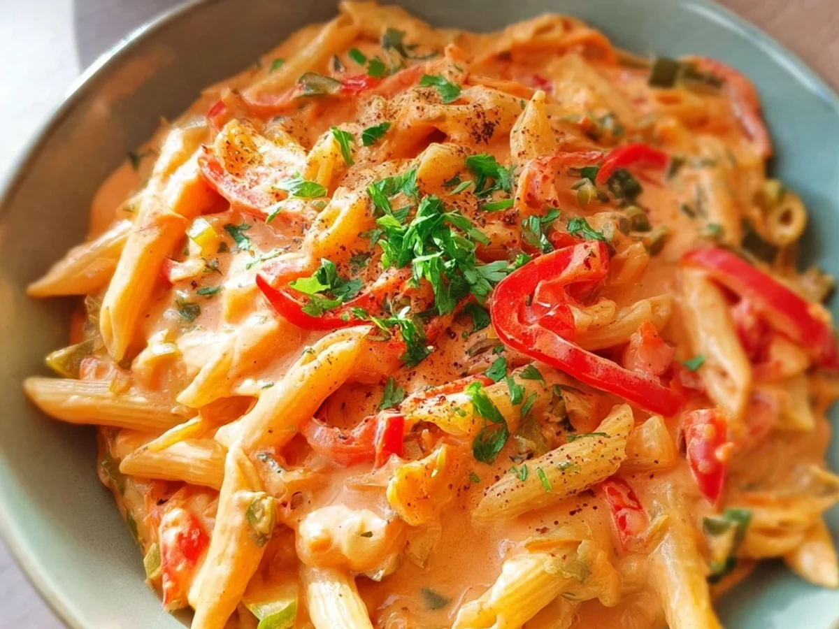 Cremige Paprika-Sahne-Pasta: Schnell & Lecker - Beitragsbild