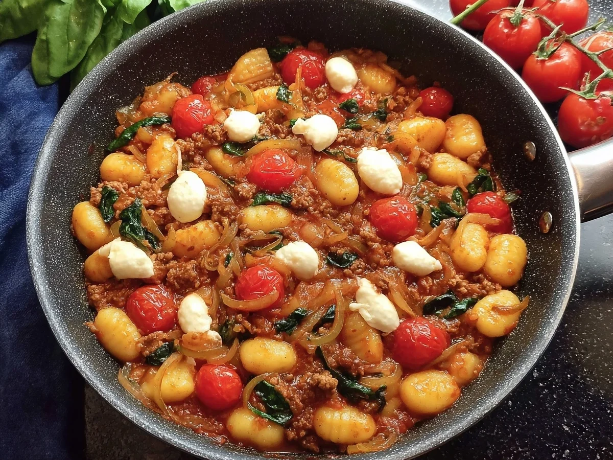 Gnocchi Hackfleisch Pfanne: Gesund, einfach & lecker - Beitragsbild