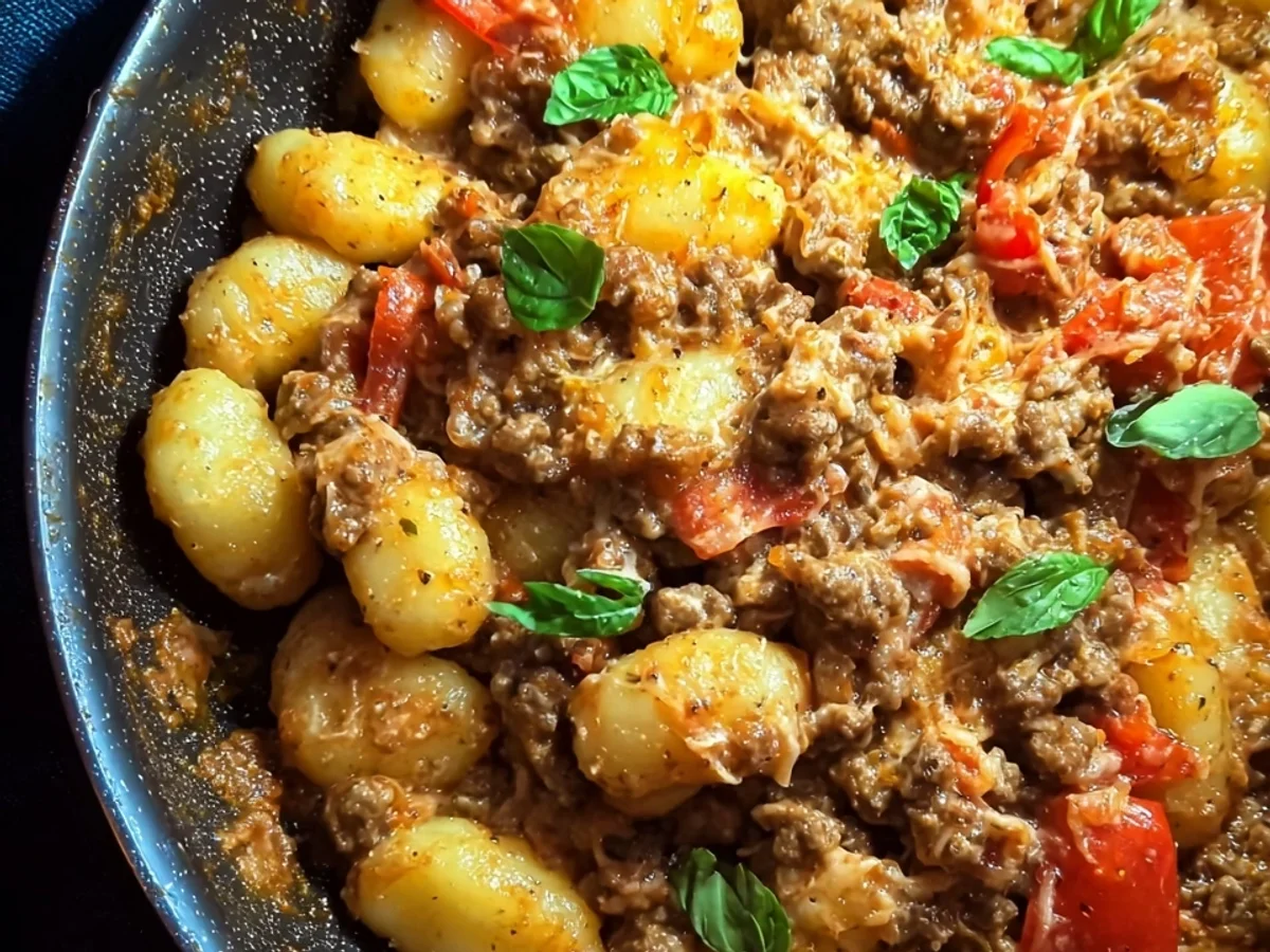 Gnocchi Pfanne mit Hackfleisch & Paprika: Schnell zubereitet - Beitragsbild