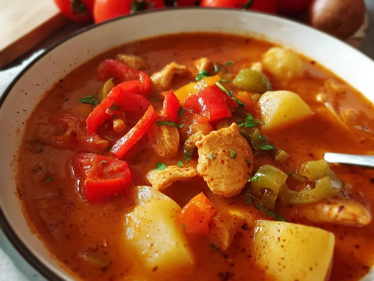 Hähnchen Gulaschsuppe: Einfaches Familienrezept - Beitragsbild