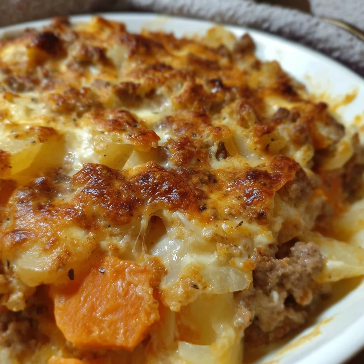 Kohlrabi-Möhren-Gratin mit Hackfleisch