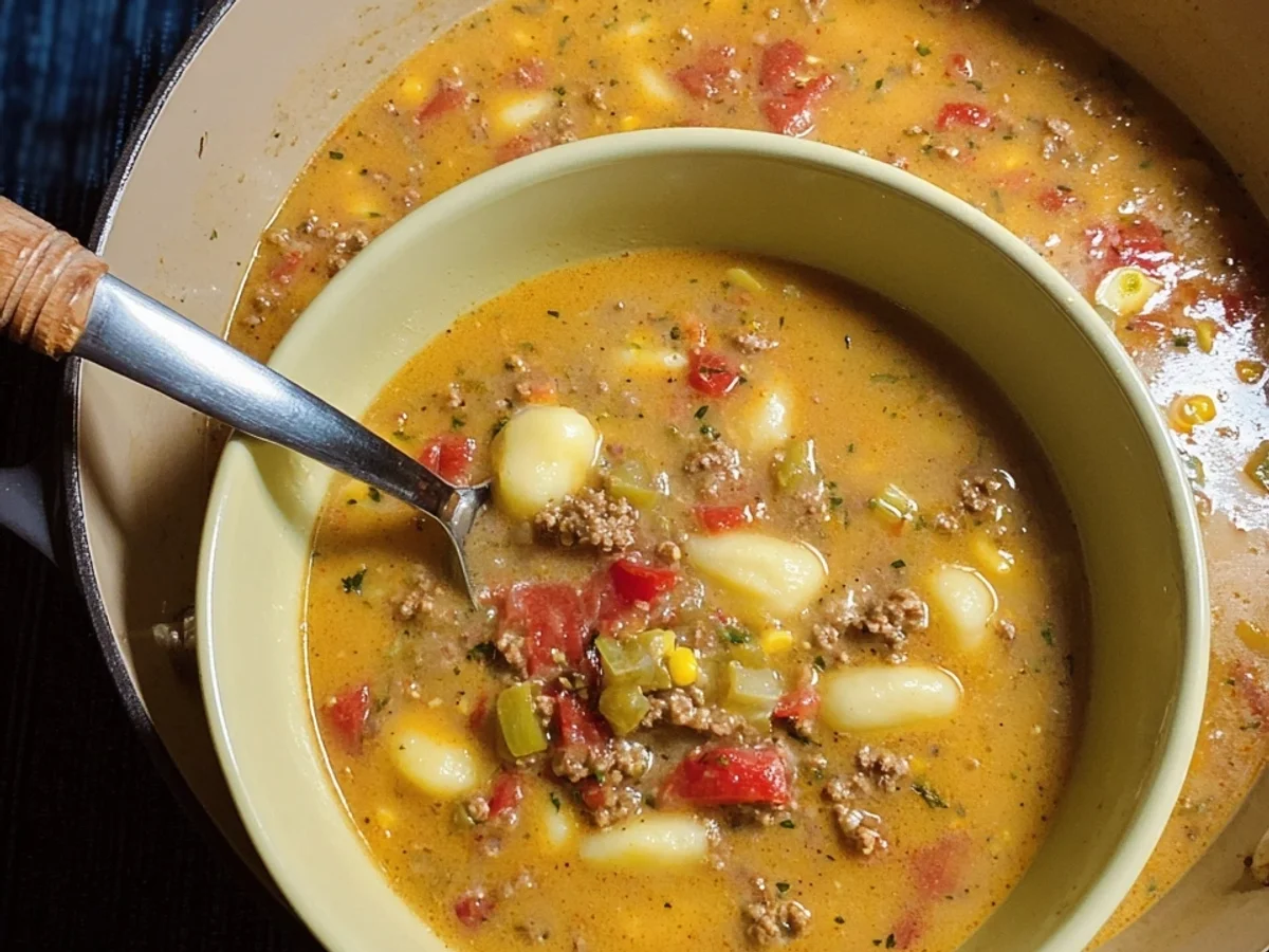 Käse-Hack-Gnocchi-Suppe: Herzhaftes Familienrezept - Beitragsbild