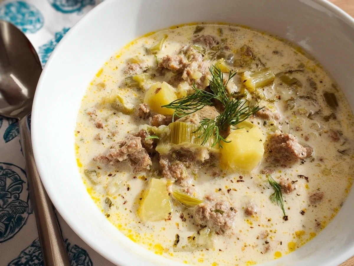 Käse-Lauch-Suppe mit Hackfleisch: Deftiger Genuss - Beitragsbild