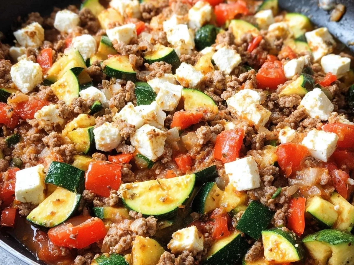 Schnelle Low-Carb Zucchini Hackfleisch Pfanne - Beitragsbild