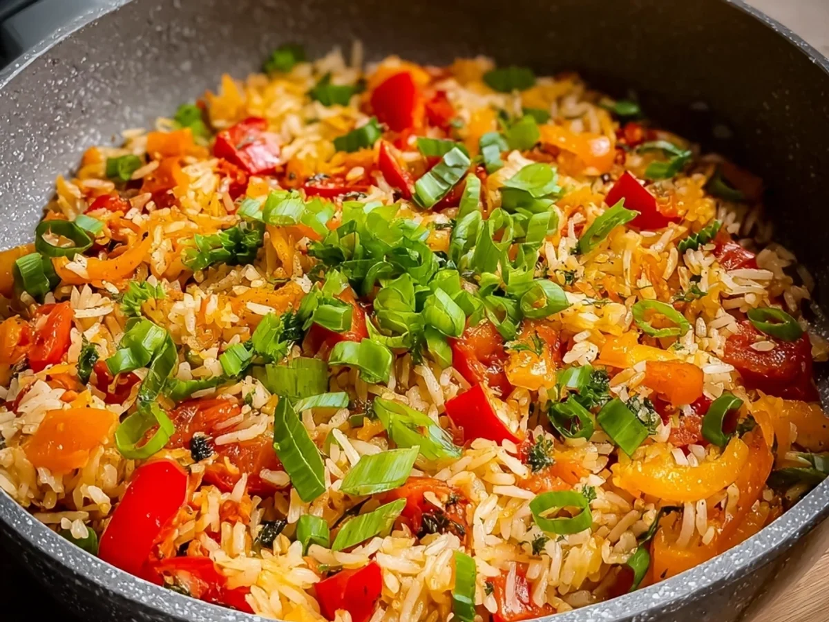Schnelle Reispfanne mit Paprika: Einfaches Hauptgericht - Beitragsbild