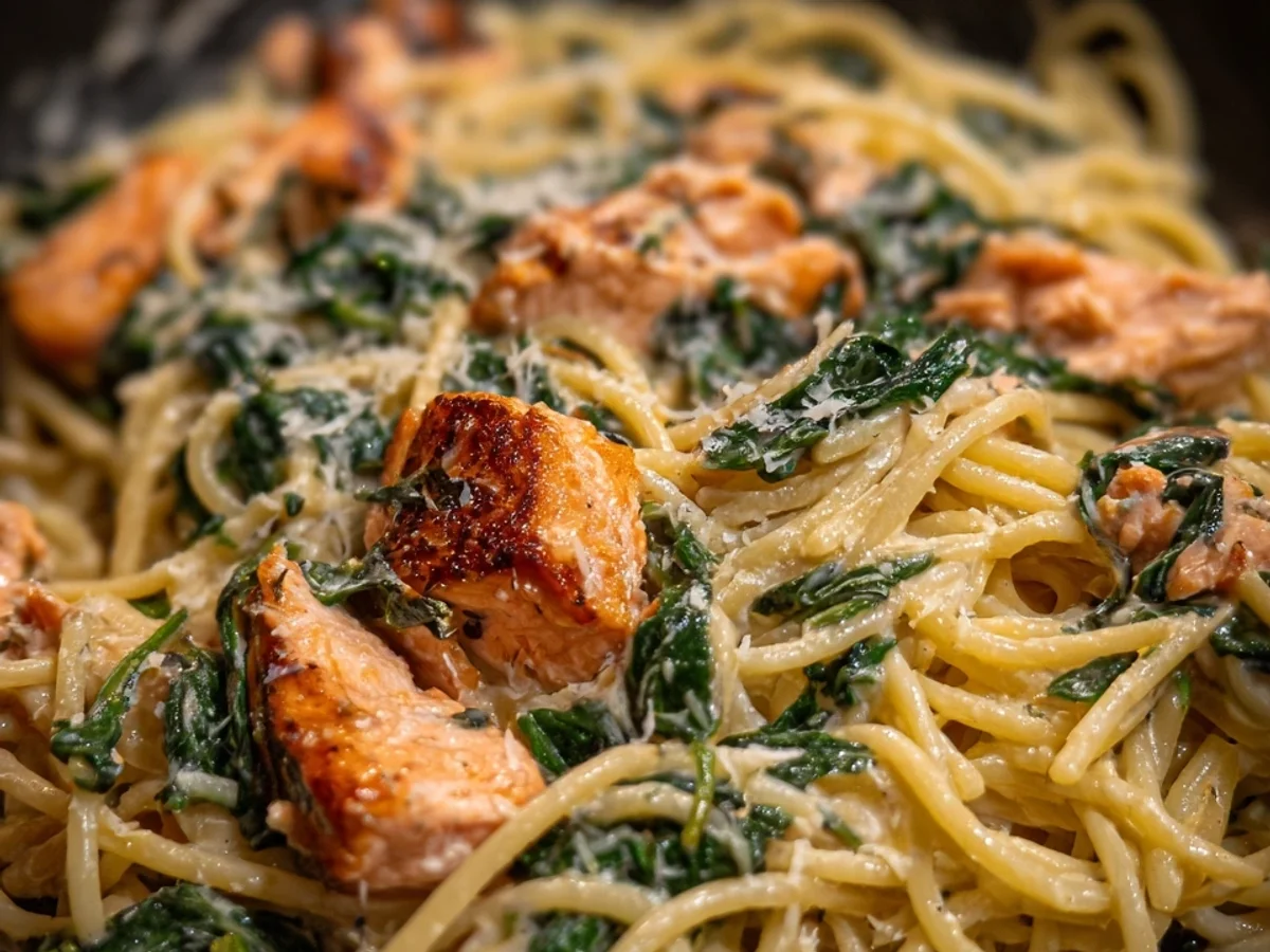 Schnelle Spinat-Lachs-Pasta: Cremiges Rezept in 20 Min. - Beitragsbild
