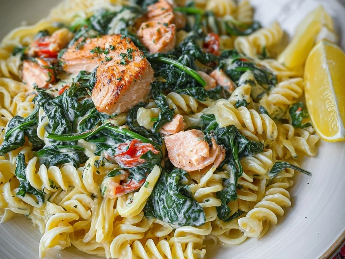 Schnelle Spinat-Lachs-Pasta in 15 Minuten - Beitragsbild