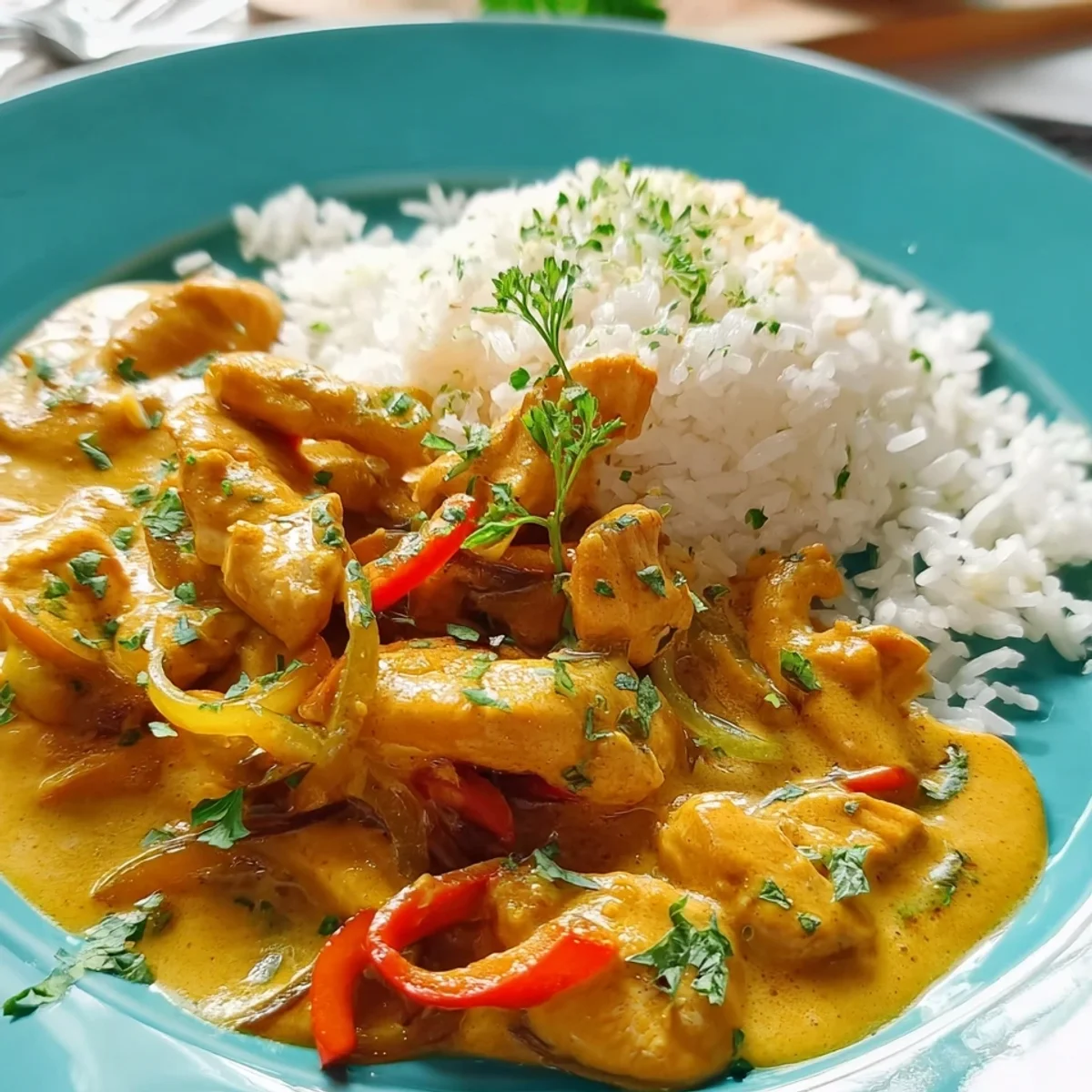 Schnelles Hähnchen Curry Geschnetzeltes in 30 Min.