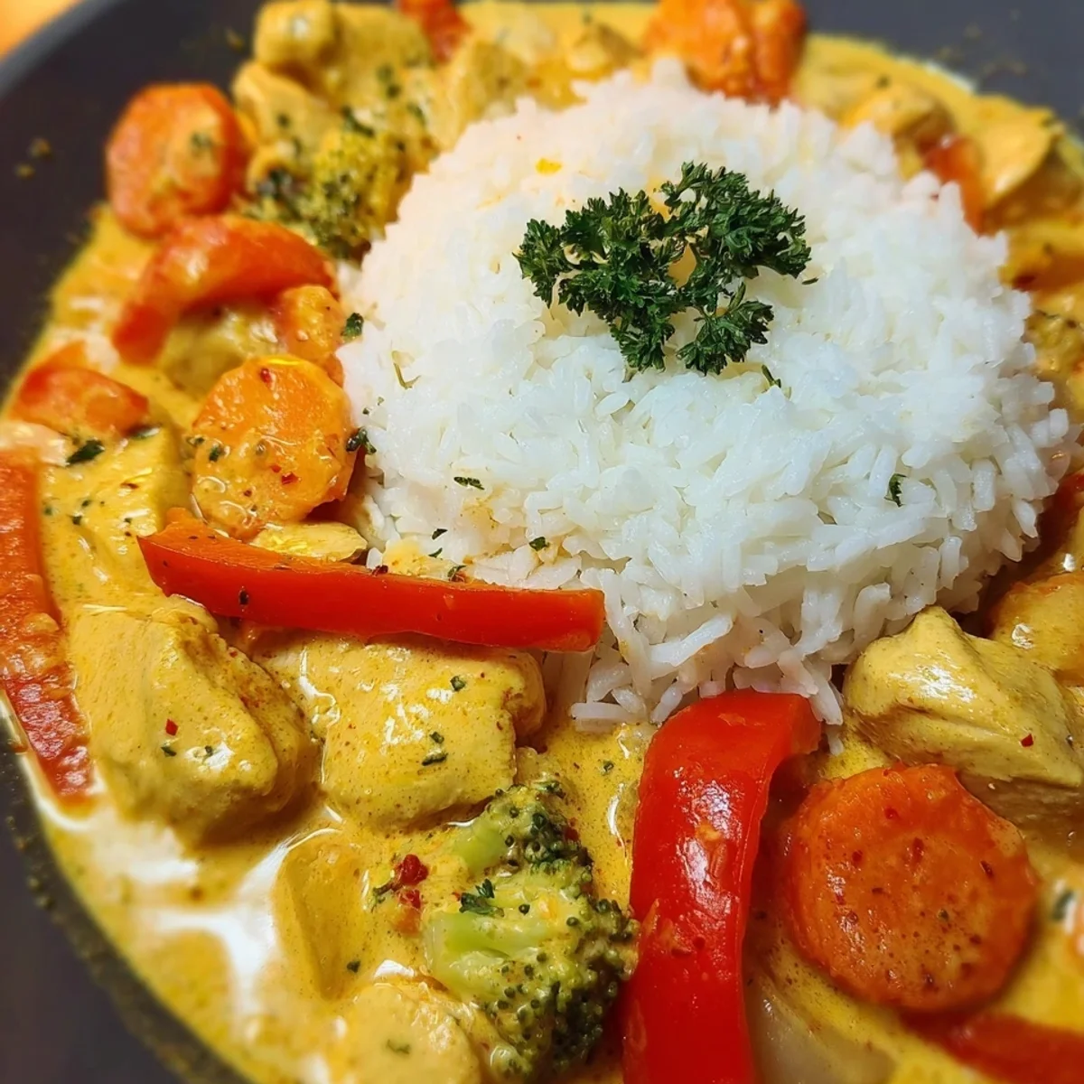 Schnelles Hähnchencurry: Cremig, einfach & lecker mit Reis