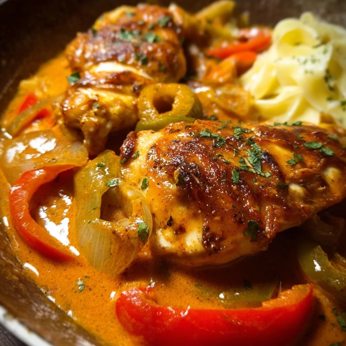 Schnelles Paprika-Sahne-Hähnchen: Cremig & ohne Fix