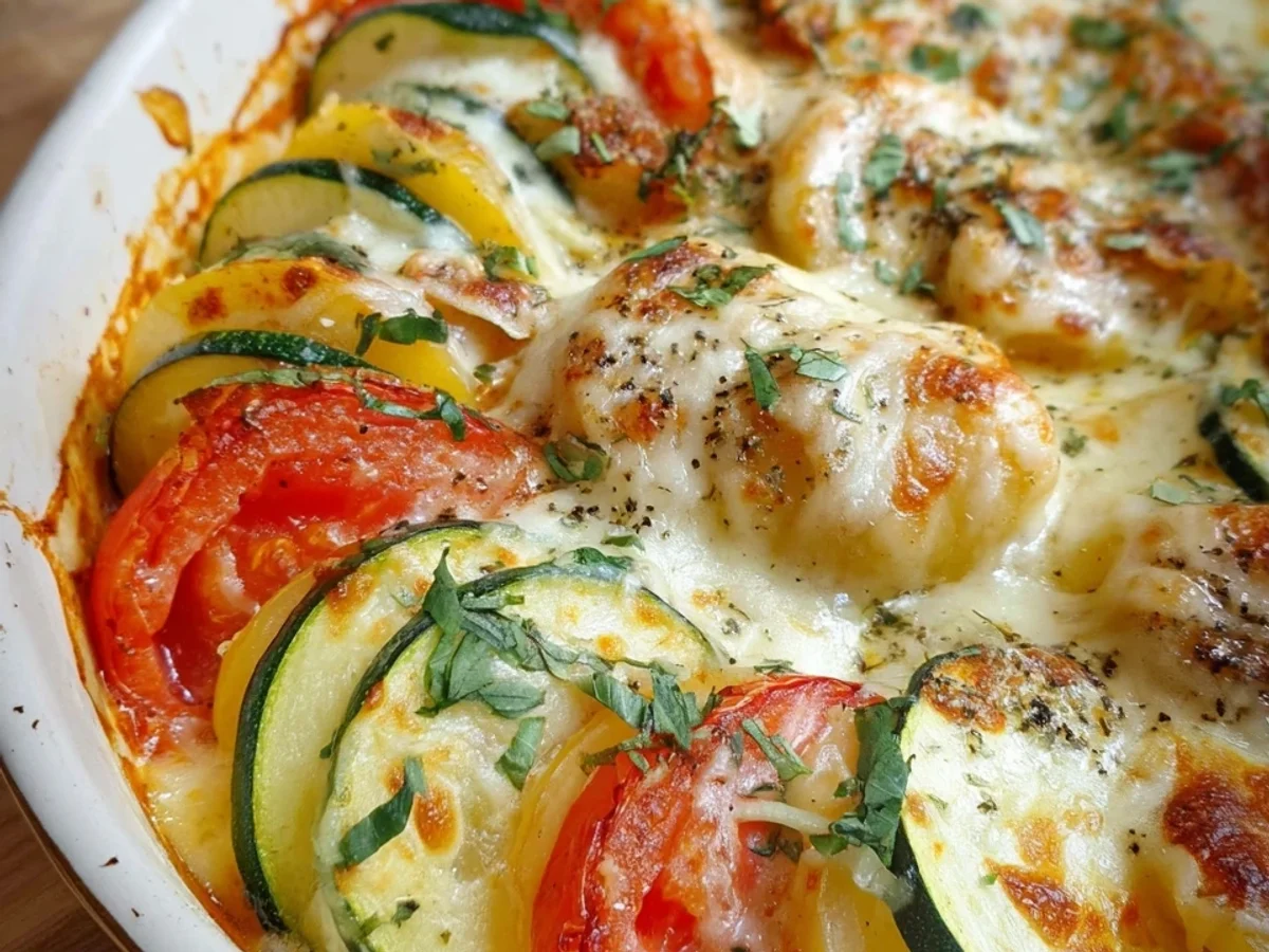 Vegetarisches Tomaten-Zucchini-Kartoffel-Gratin - Beitragsbild
