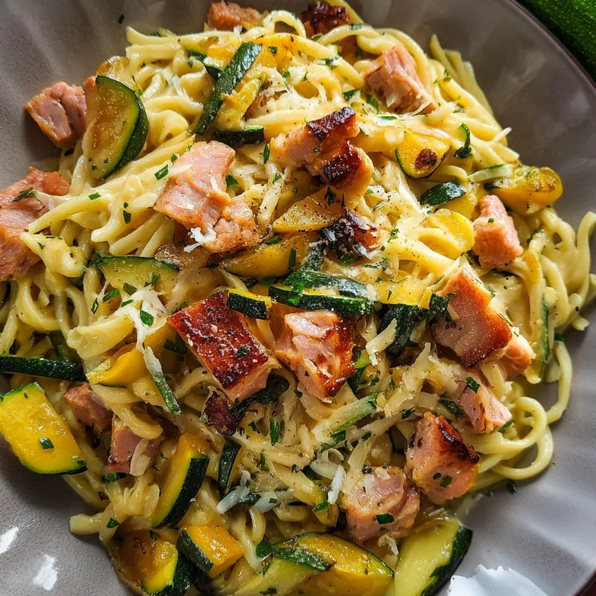 Zucchini-Truthahnschinken-Pasta: Schnell & lecker in 25 Min.
