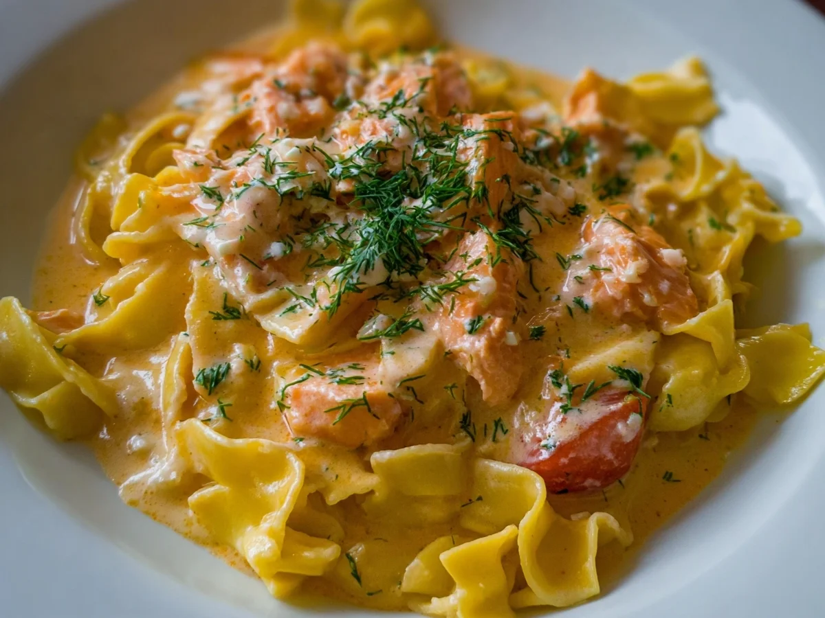 Bandnudeln mit Lachs in cremiger Sahnesoße schnell & lecker - Bild 2