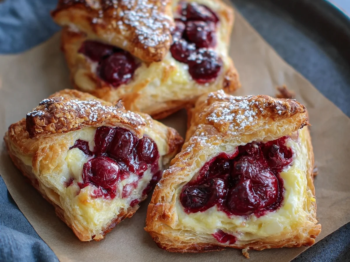 Blitzschnelle Käsekuchen-Blätterteigteilchen mit Kirschen - Bild 1