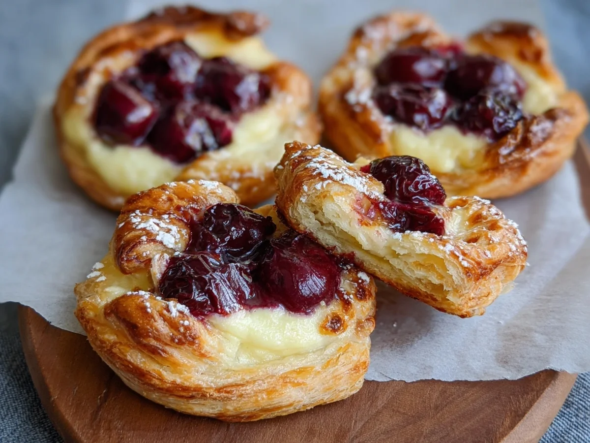 Blitzschnelle Käsekuchen-Blätterteigteilchen mit Kirschen - Bild 2