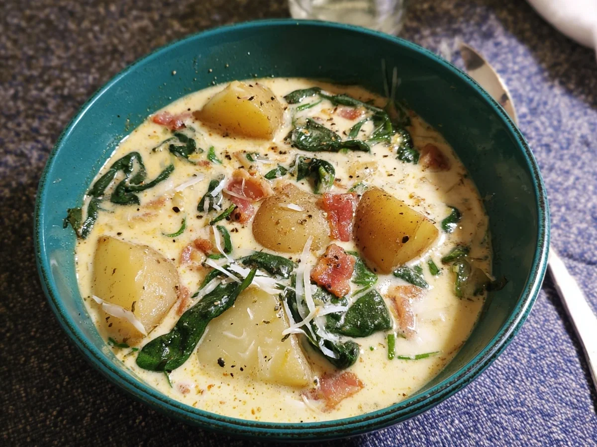 Cremige Bratkartoffelsuppe mit Spinat: Einfach & lecker - Bild 2