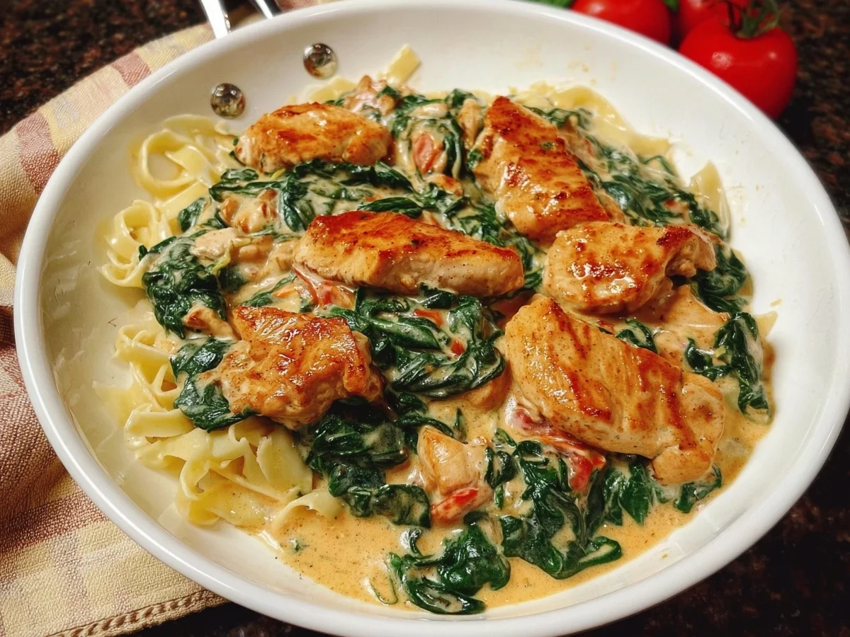 Cremige Hähnchenpfanne mit Spinat & Parmesan Soße - Bild 2
