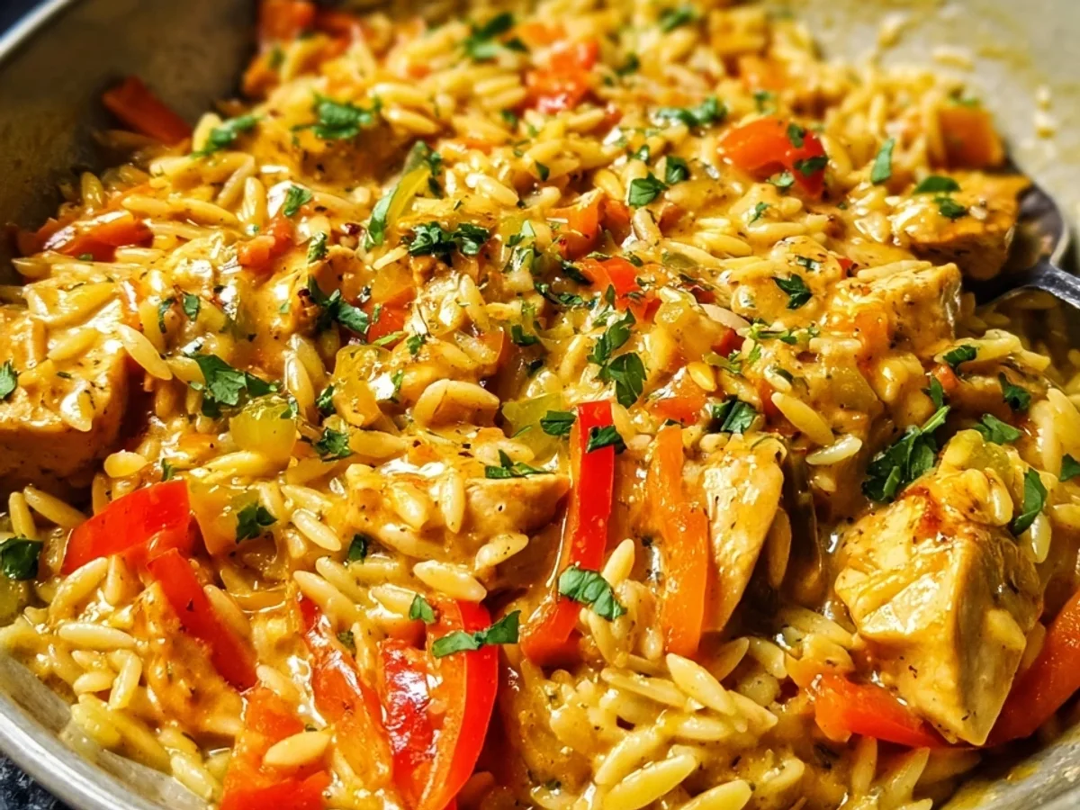 Cremige Orzo Pfanne mit Paprikahähnchen - Bild 2