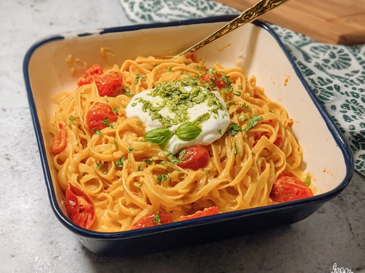 Cremige Pasta Burrata mit Tomaten & frischem Basilikum - Bild 2