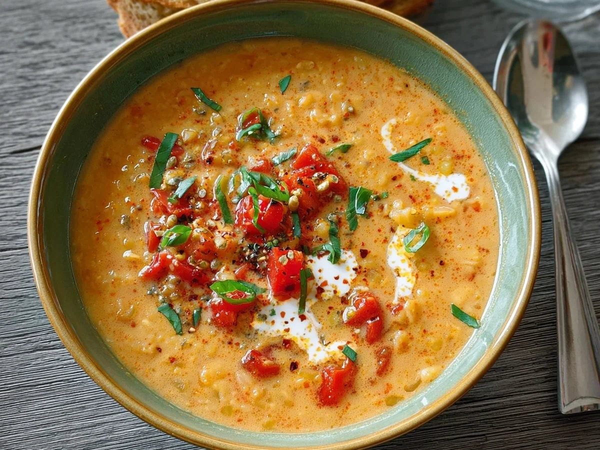 Cremige Rote Linsen Paprika Suppe: Vegan & Einfach - Bild 1
