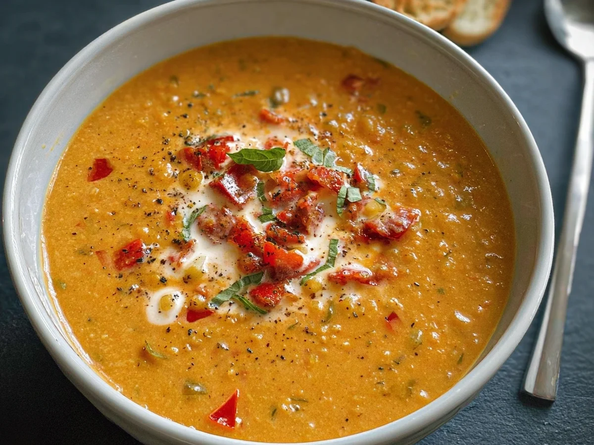 Cremige Rote Linsen Paprika Suppe: Vegan & Einfach - Bild 2