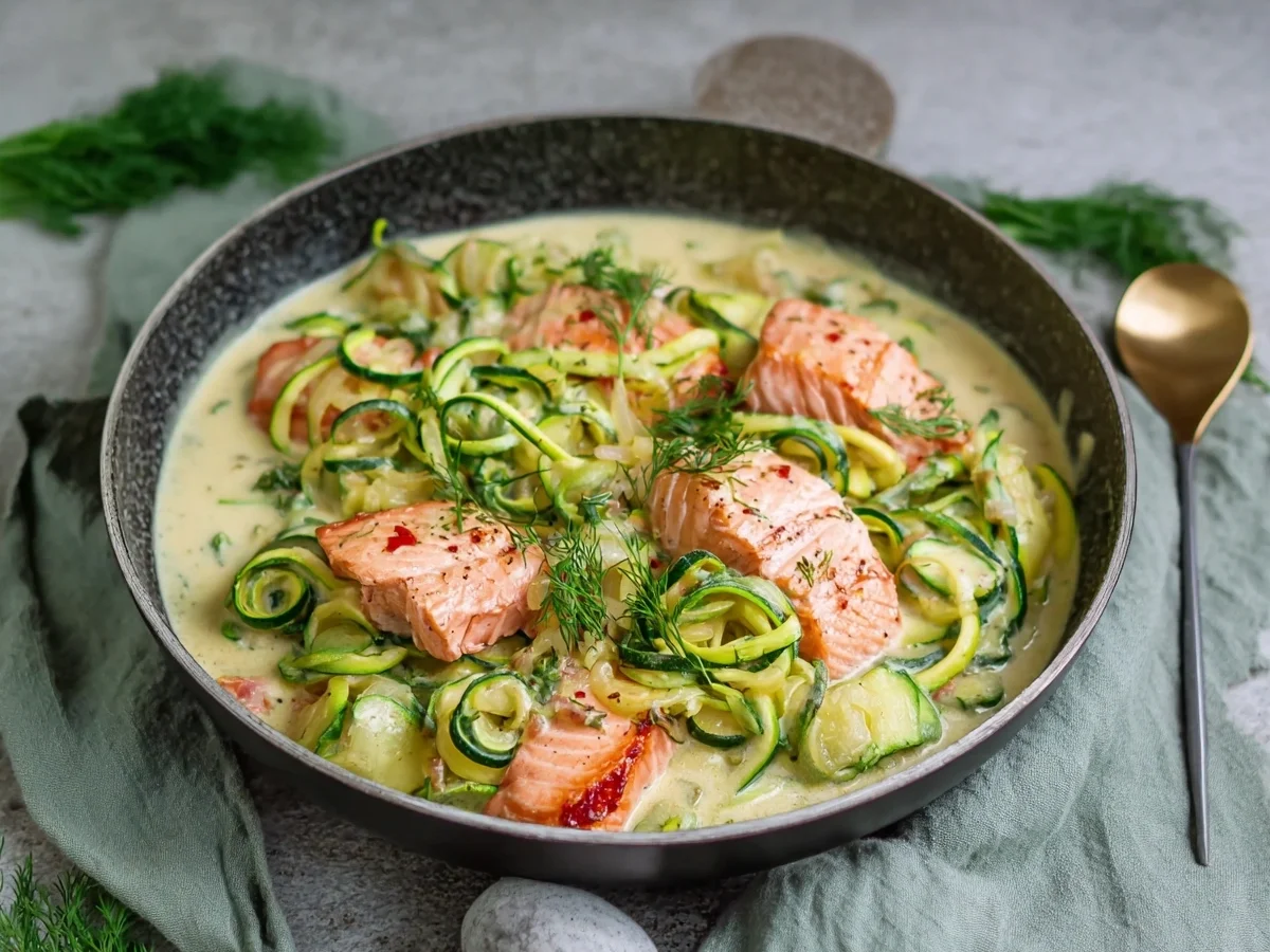 Cremige Zucchini-Lachs-Pfanne: Dein Low Carb Rezept - Bild 1