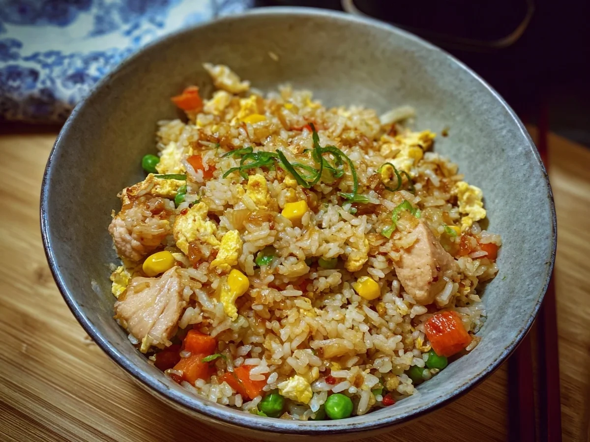Gebratener Reis mit Hähnchen im Airfryer Schnell & Lecker - Bild 1
