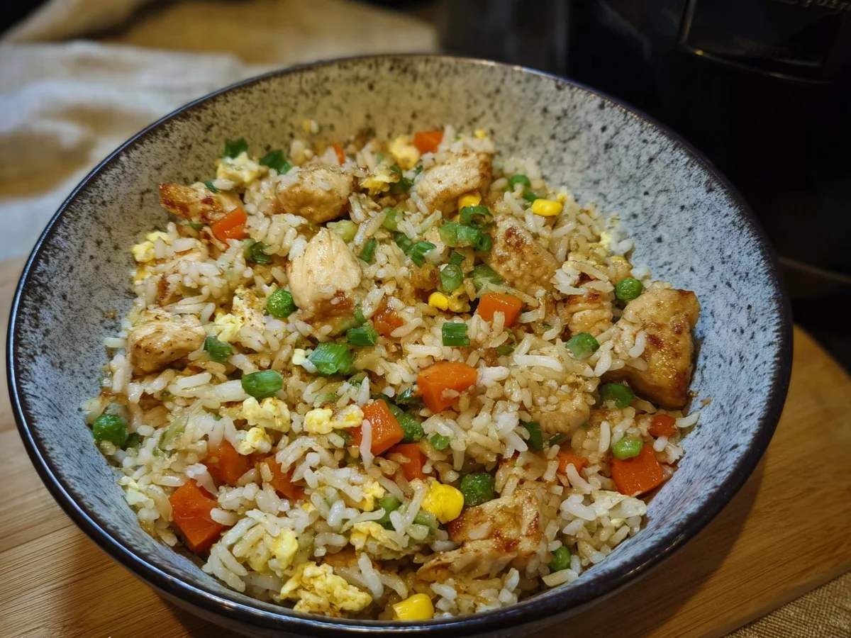 Gebratener Reis mit Hähnchen im Airfryer Schnell & Lecker - Bild 2