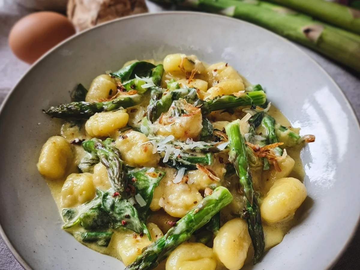 Gnocchi mit grünem Spargel in cremiger Rahmsauce - Bild 2