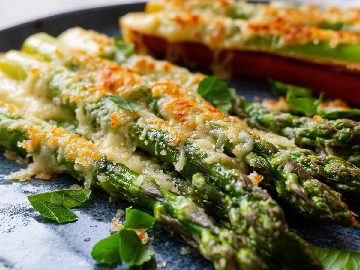 Grüner Spargel mit Parmesan Kruste als Beilage - Bild 1