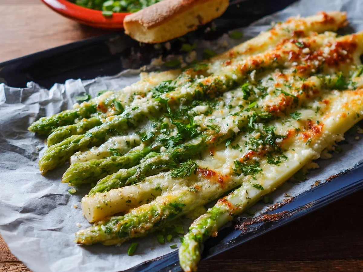 Grüner Spargel mit Parmesan Kruste als Beilage - Bild 2