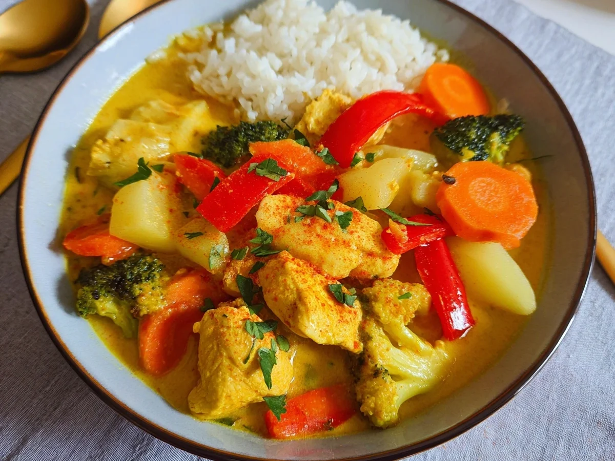 Hähnchen Curry mit Gemüse & Kokosmilch: Gesund, Schnell - Bild 1