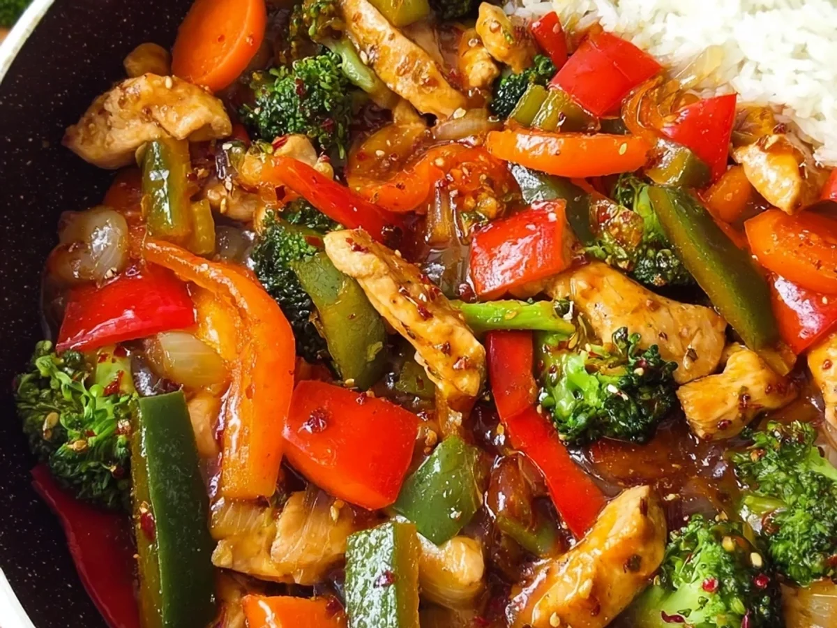 Hähnchen-Gemüse-Pfanne mit Würziger Asia-Sauce - Bild 1