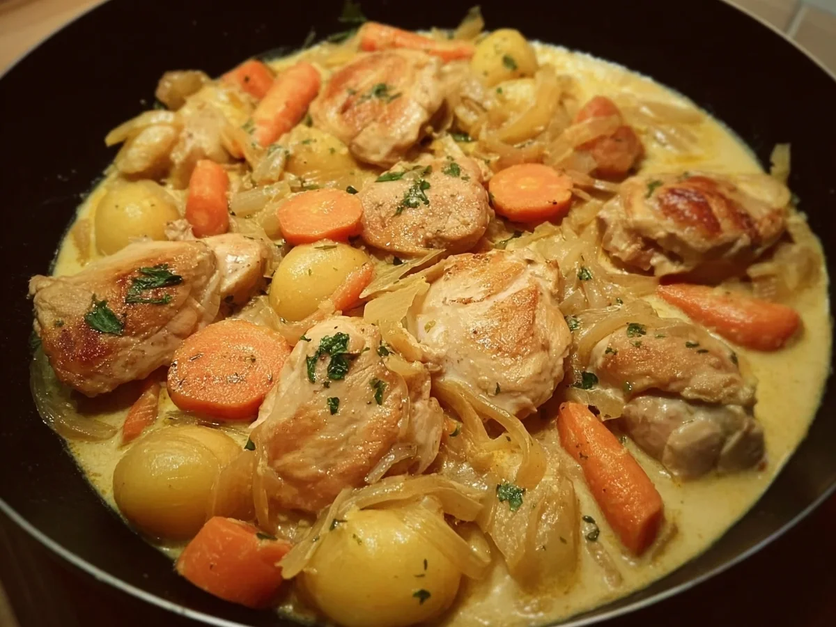 Hähnchen mit Möhrenrahm: Einfaches & leckeres Rezept - Bild 1